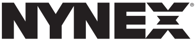 A black nynex logo on a white background