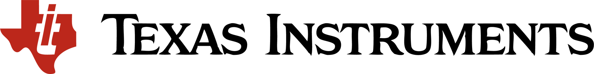 A logo for texas instruments with a red texas arrow