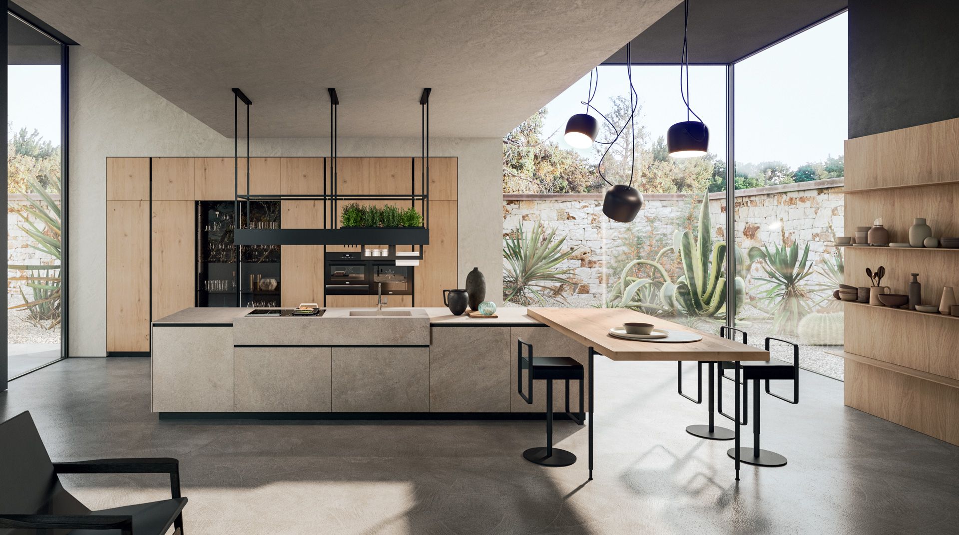 Una cucina con tavolo e sedie