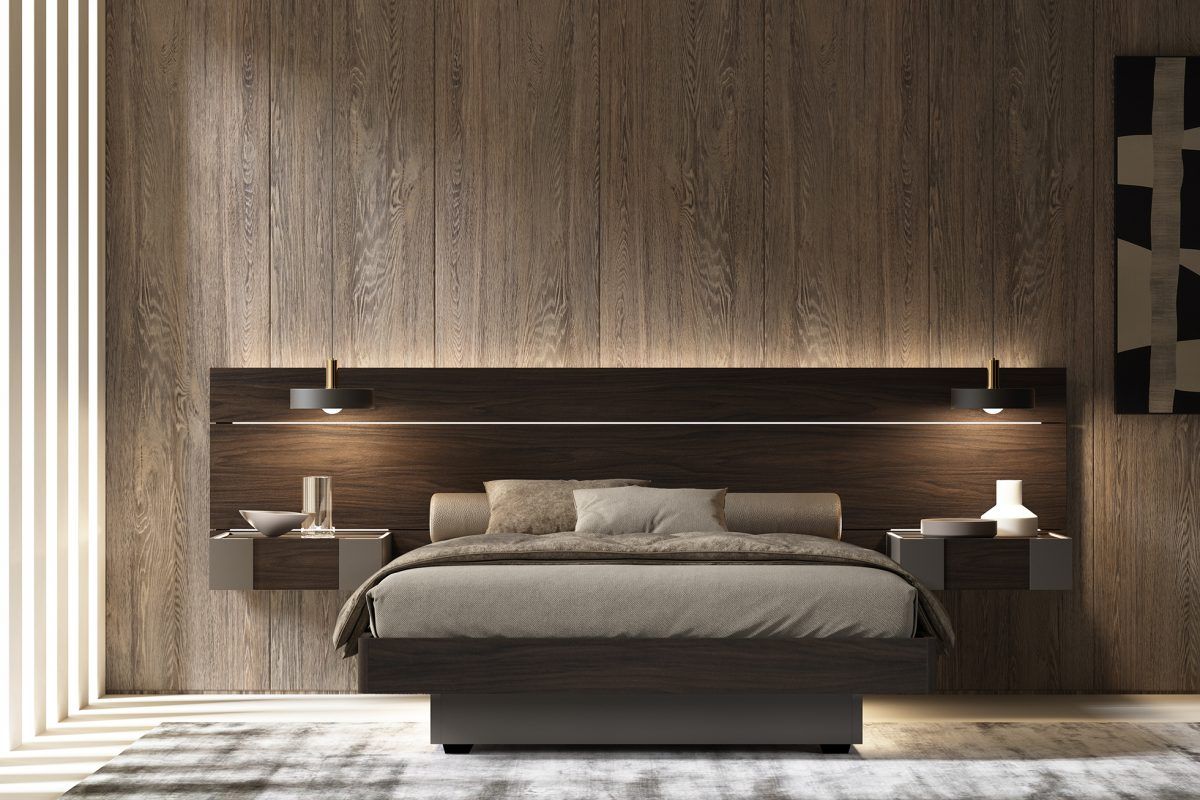 Una camera da letto con un letto grande e due comodini