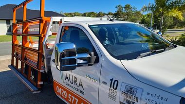 A Truck with Orange Steels — Quality Custom Screens in Caloundra, QLD