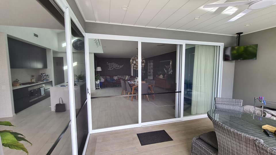 Wide Glass Door in Patio — Quality Custom Screens in Caloundra, QLD