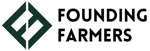 A dark green, abstract geometric square logo next to the bold, black text 