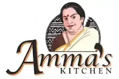 The logo for amma 's kitchen shows a woman in a sari.