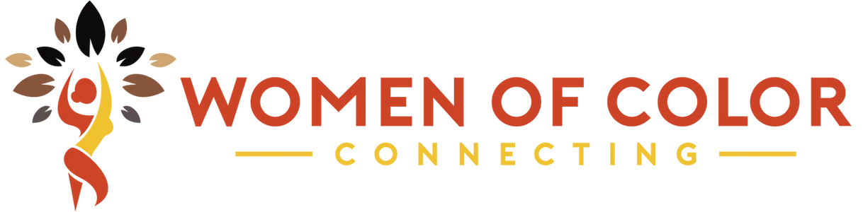 A logo for women of color connecting with a tree in the background.
