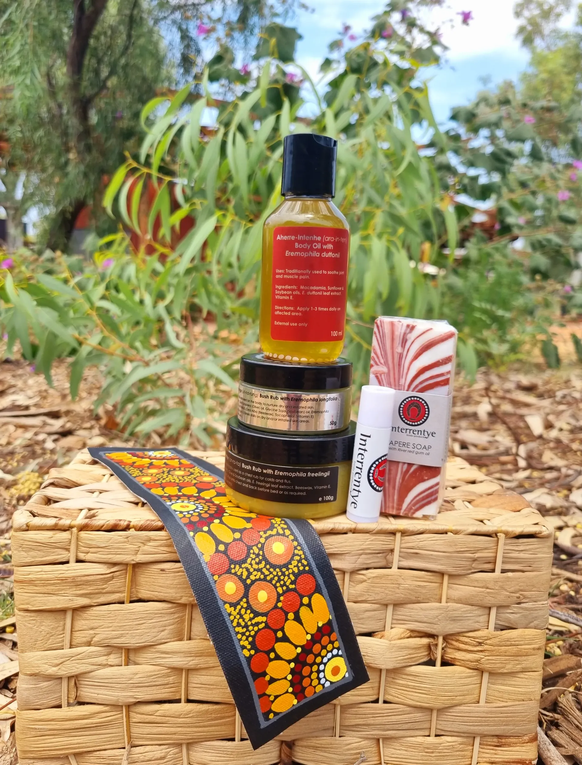 A variety of Interrentye bush medicine products made by the healing centre.