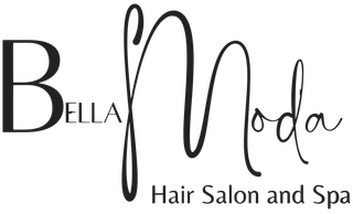 Bella Moda Hair Salon and Spa logo in black script on a white background
