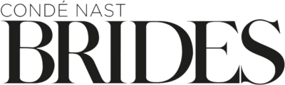 The logo for conde nast brides is black and white.
