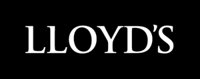 The logo for lloyd 's is white on a black background