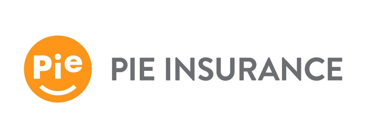 A logo for pie pie insurance with a smiling face in an orange circle.