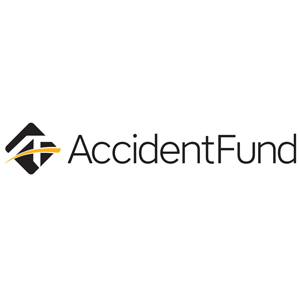 The accident fund logo is black and yellow on a white background.