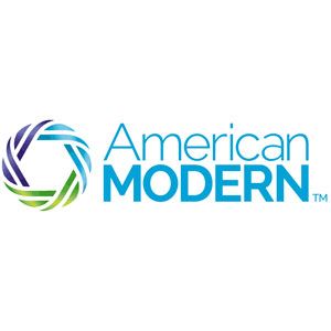 The logo for american modern tm is blue and green.