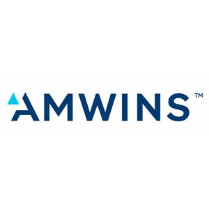 The amwins logo is blue and white on a white background.
