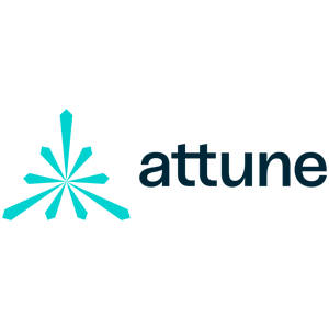 The attune logo is blue and black with a star in the middle.