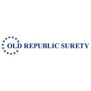 The old republic surety logo is blue and white with stars in a circle.