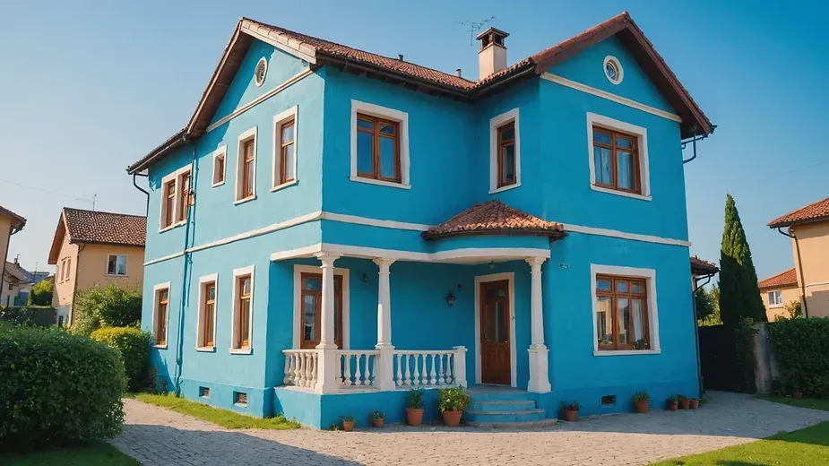 A charming home displaying a beautiful cool blue exterior.