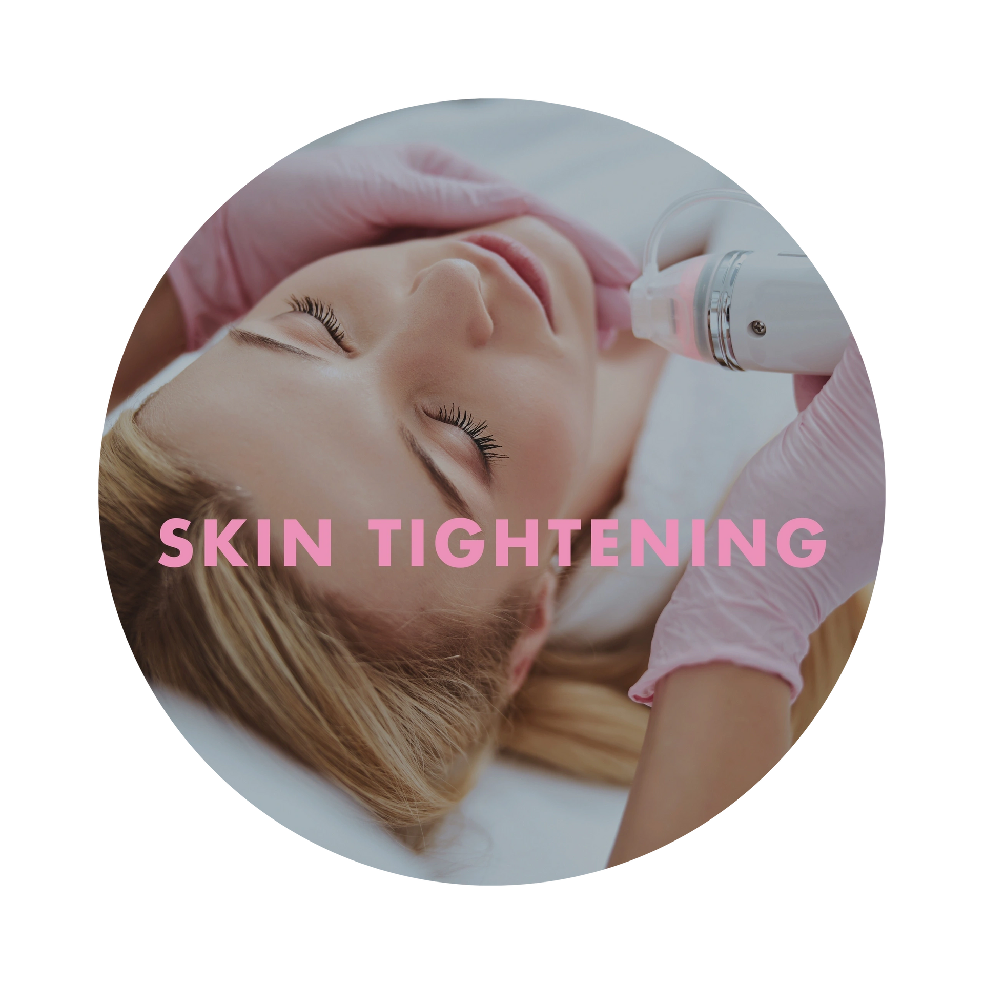 A woman is getting a skin tightening treatment on her face