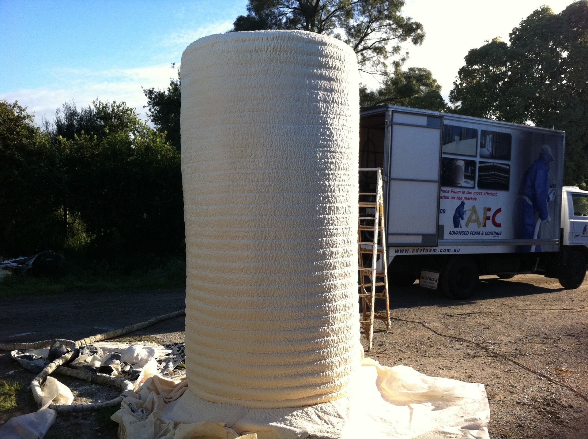 A Tank Coated of Insulation Foam Inside the Warehouse | Pakenham, Vic | Advanced Foam & Coatings Pty Ltd