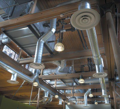 ductwork installed in commercial kitchen