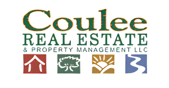 Coulee Real Estate & Property Management LLC logo with four colored square icons underneath