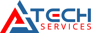 A blue and red logo for a tech services company