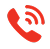 Red phone handset with sound waves.