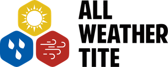 Logo with weather icons: sun, rain, wind; text 