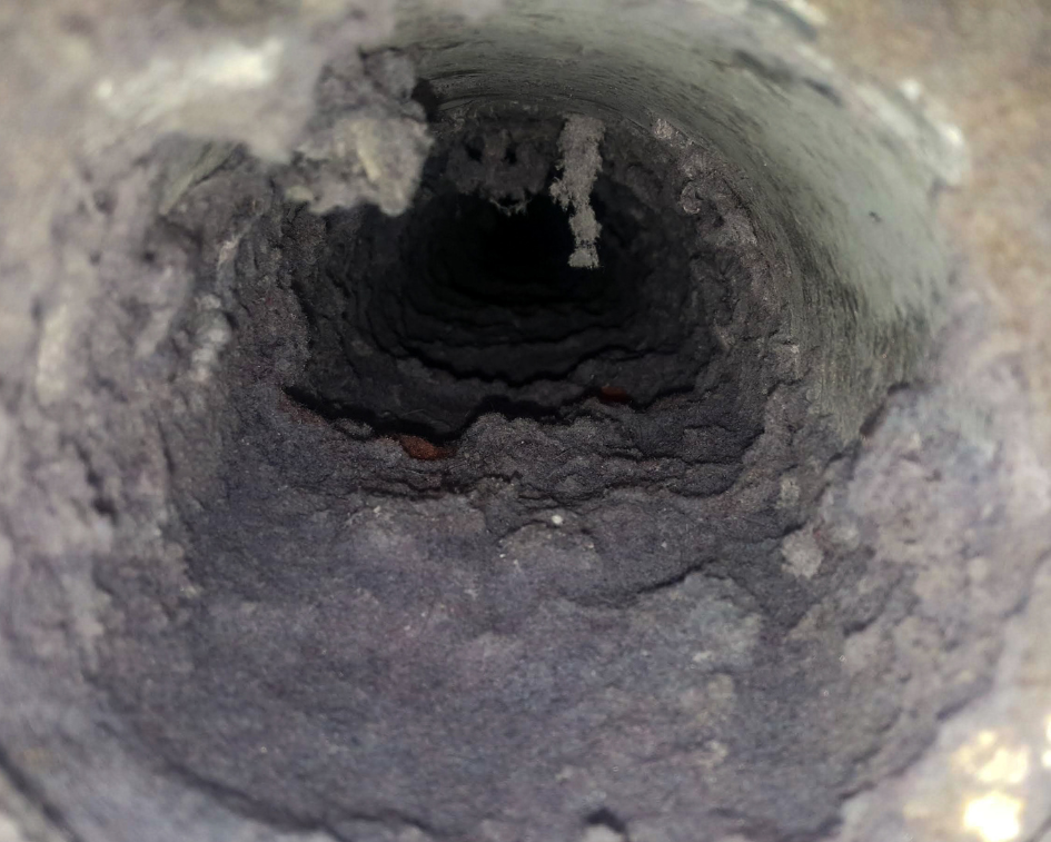 dirty and clogged dryer vent duct