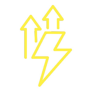 Electrical lightning icon  and  two arrow going up symbol