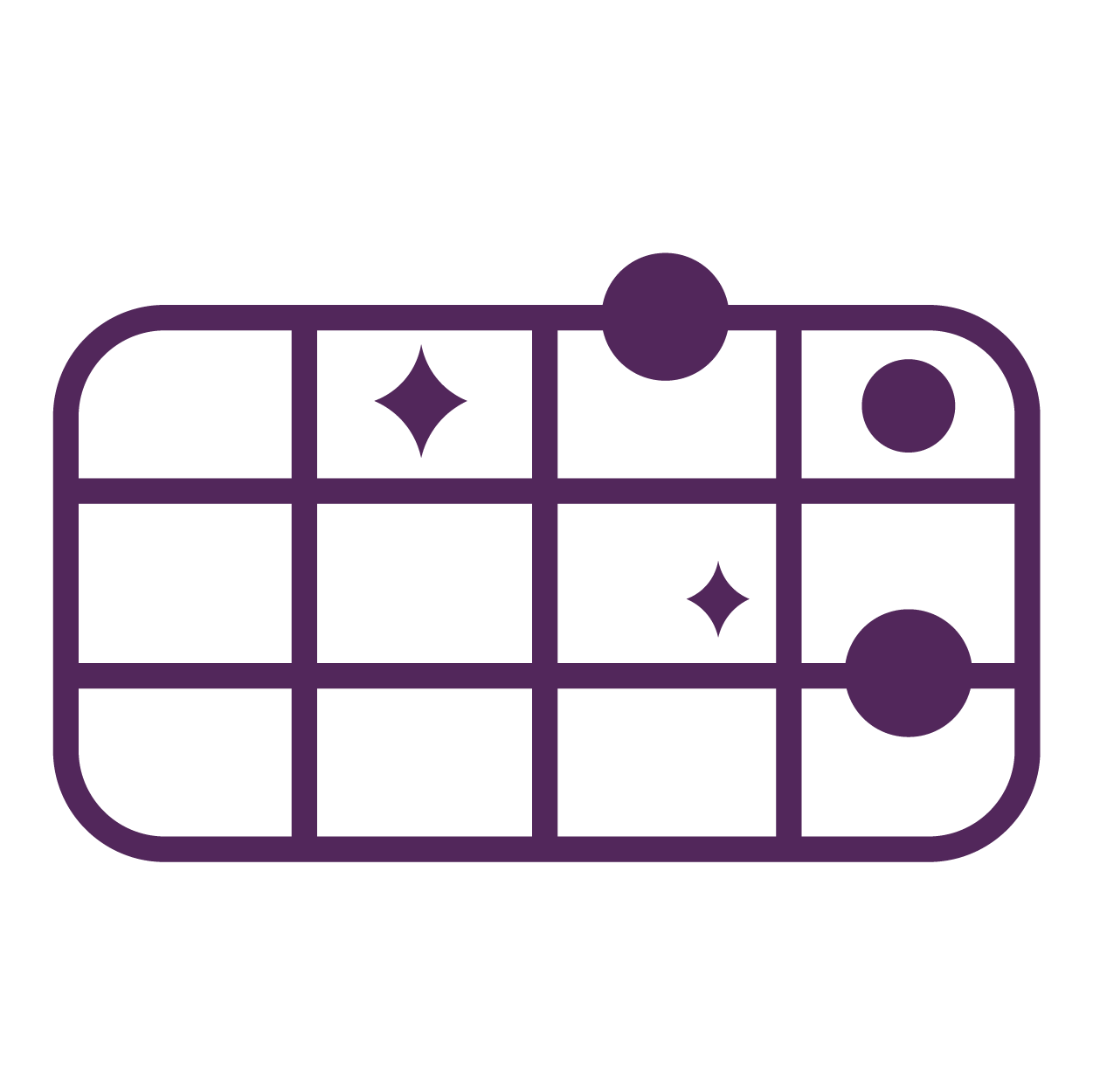 A purple icon of dryer lint trap