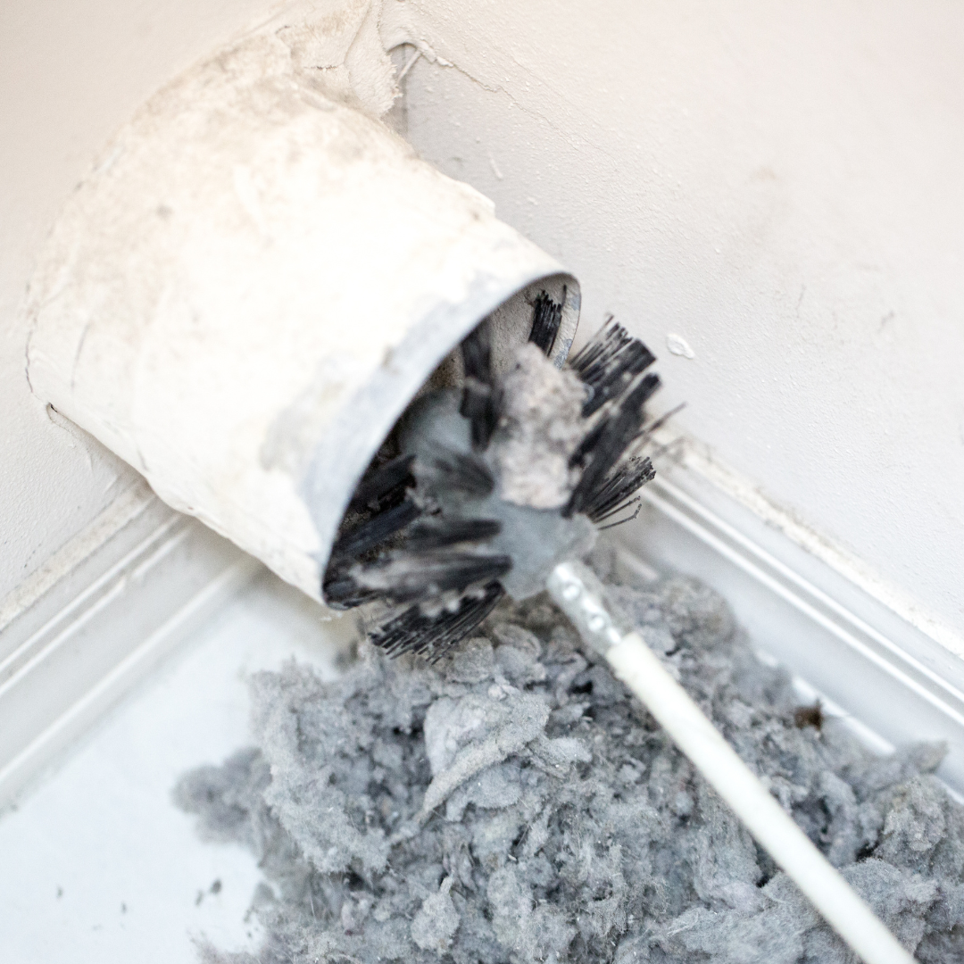 Dryer Vent in a home being cleaned out