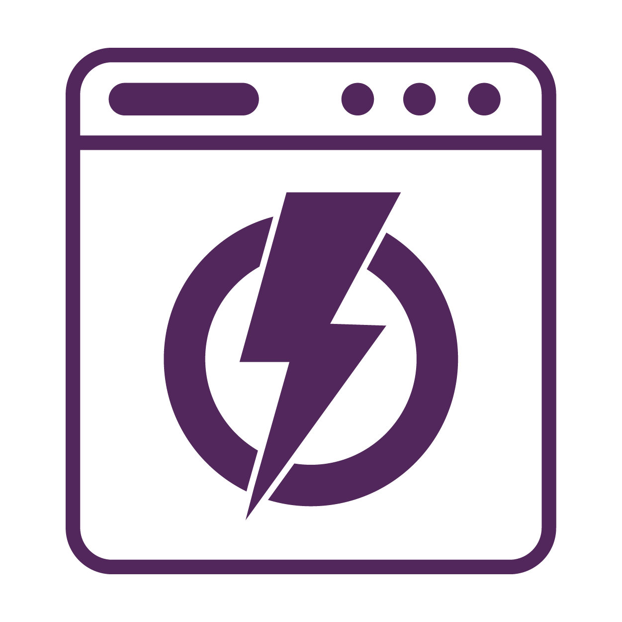 A purple icon of a dryer with warning sign