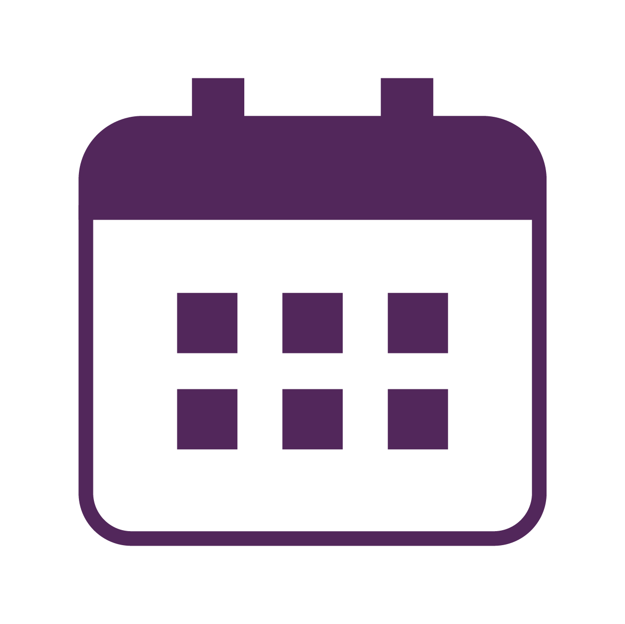 A purple calendar with squares on it on a white background.