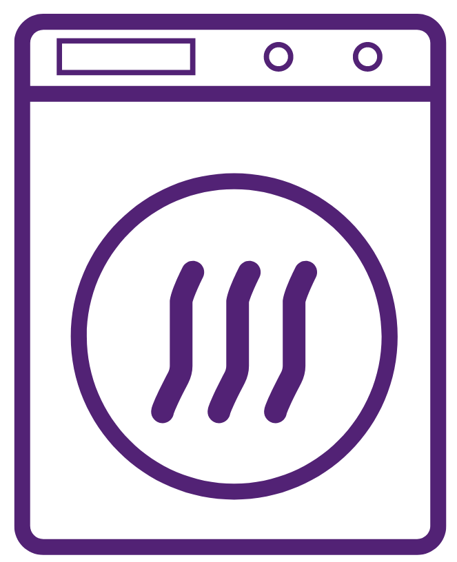 purple graphic of dryer  machine