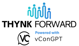 A logo for thynk forward powered by vcongpt