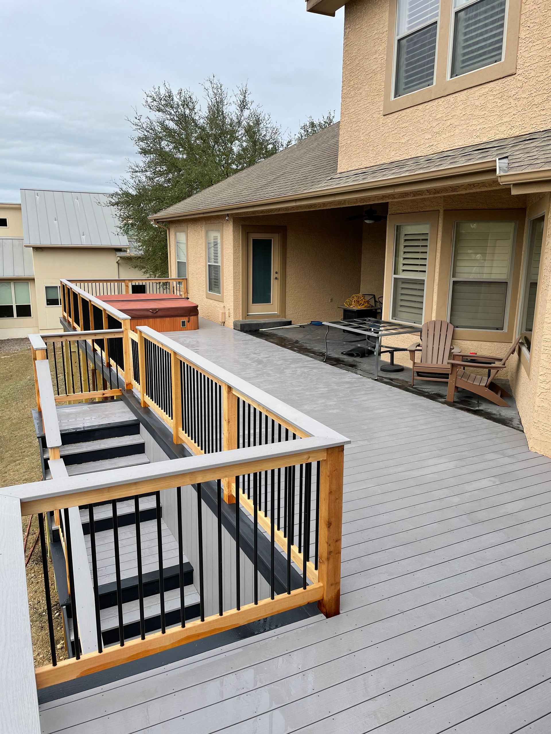 deck with built in hot tub