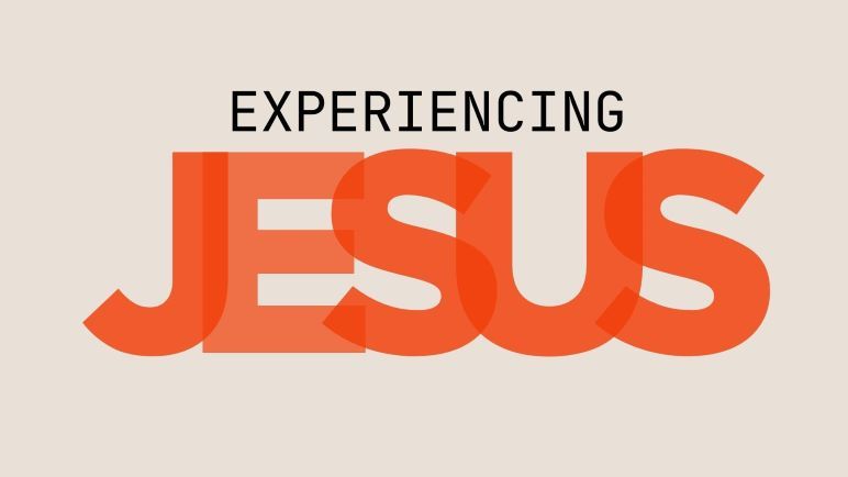 Experiencing Jesus, orange Text on pale background
