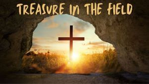 Cross seen through the mouth of a cave for an Easter poster.