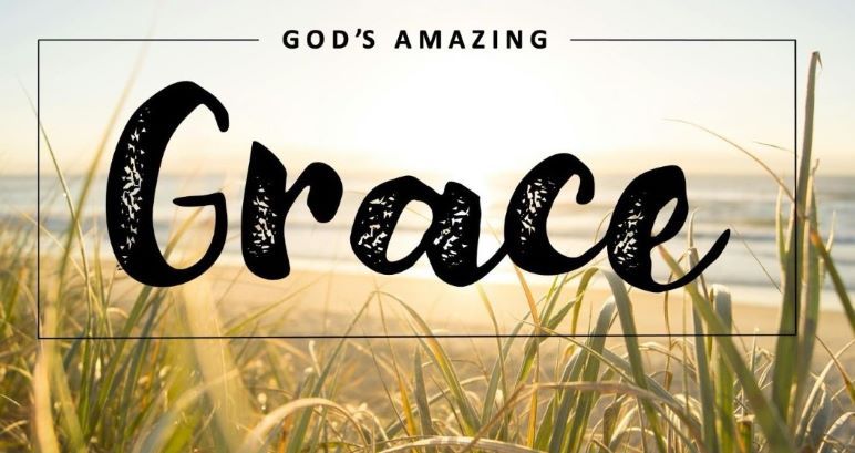 A picture of a field with the word God's amazing grace written on it.