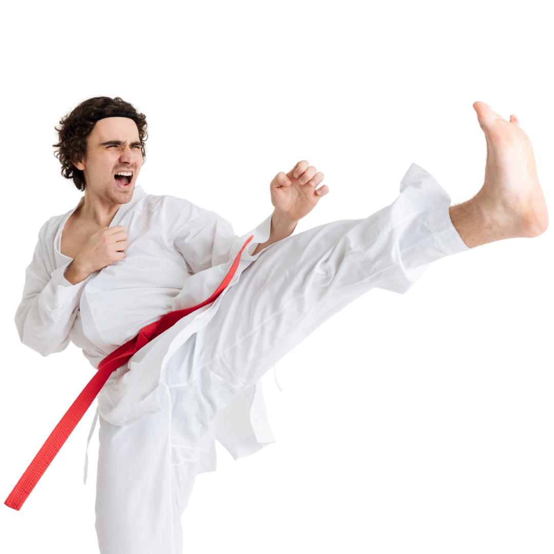 two adults sparring in martial arts