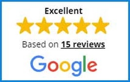 A google logo that says `` excellent based on 15 reviews ''