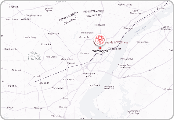 A map showing the location of winnington , pennsylvania.