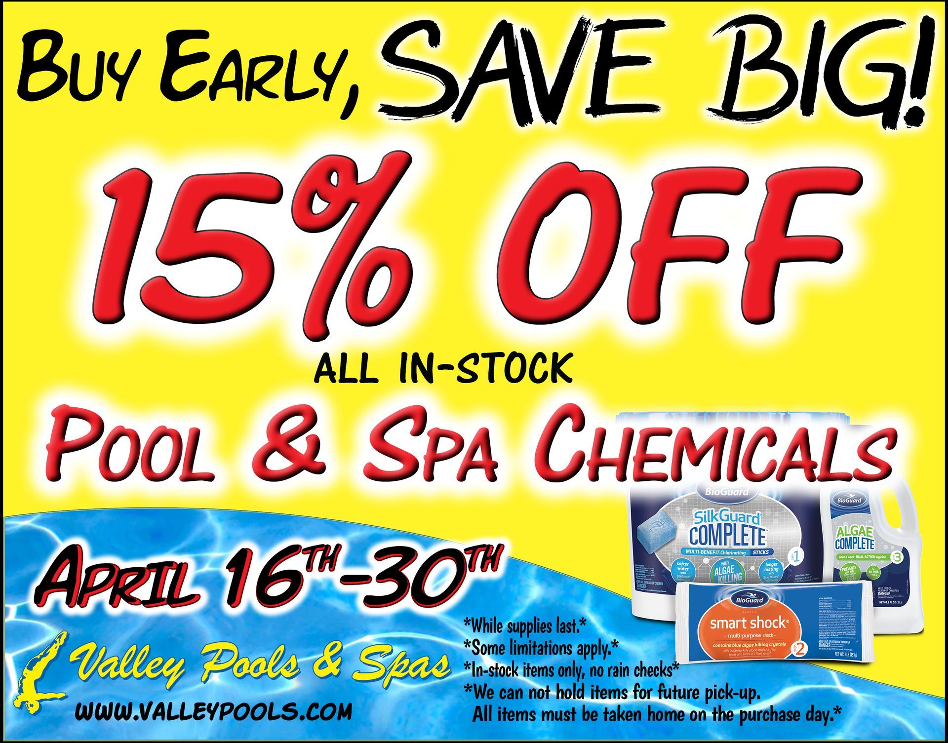 Buy Early, Save BIG!  20% Off Chemicals Until April 15th