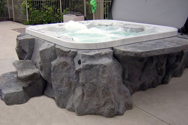 Hot Tub with Rock Coating — Burnsville, MN — Valley Pools & Spas