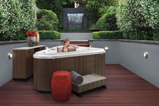 Woman in Hot Tub — Burnsville, MN — Valley Pools & Spas