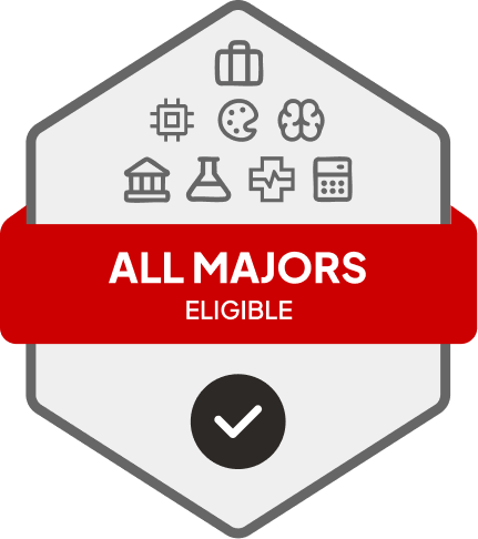 Badge with All Majors Eligible text 