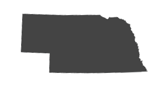 Silhouette of the state of Nebraska, shaded dark gray.