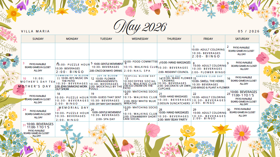 Calendar | Villa Maria