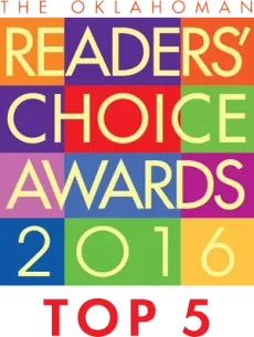 The Oklahoman Readers' Choice Awards 2016 graphic with multi-colored squares and "TOP 5" text.