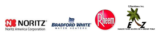 Noritz, Bradford White, Rheem, EZ Tankless Inc.